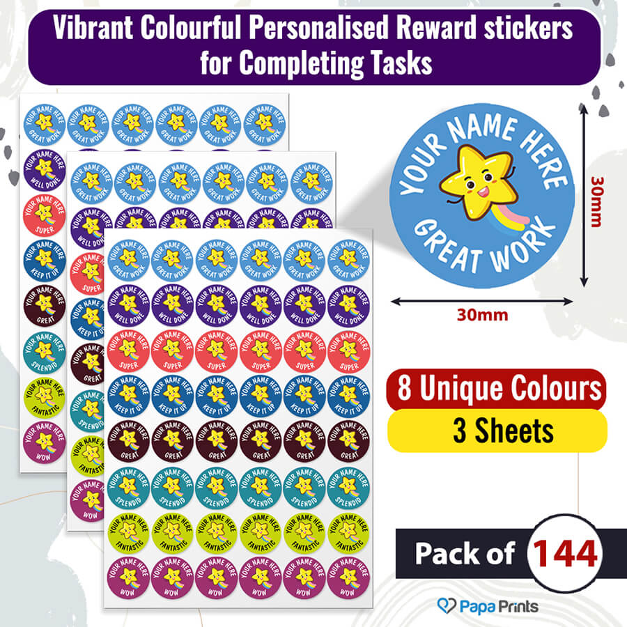 Personalized Star Reward stickers for children