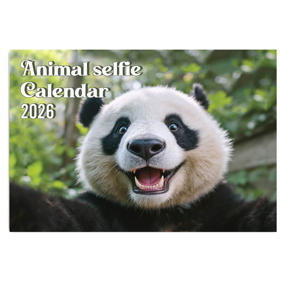 Funny animal selfies calendar 2026 A3 wall calendar UK with bank holidays