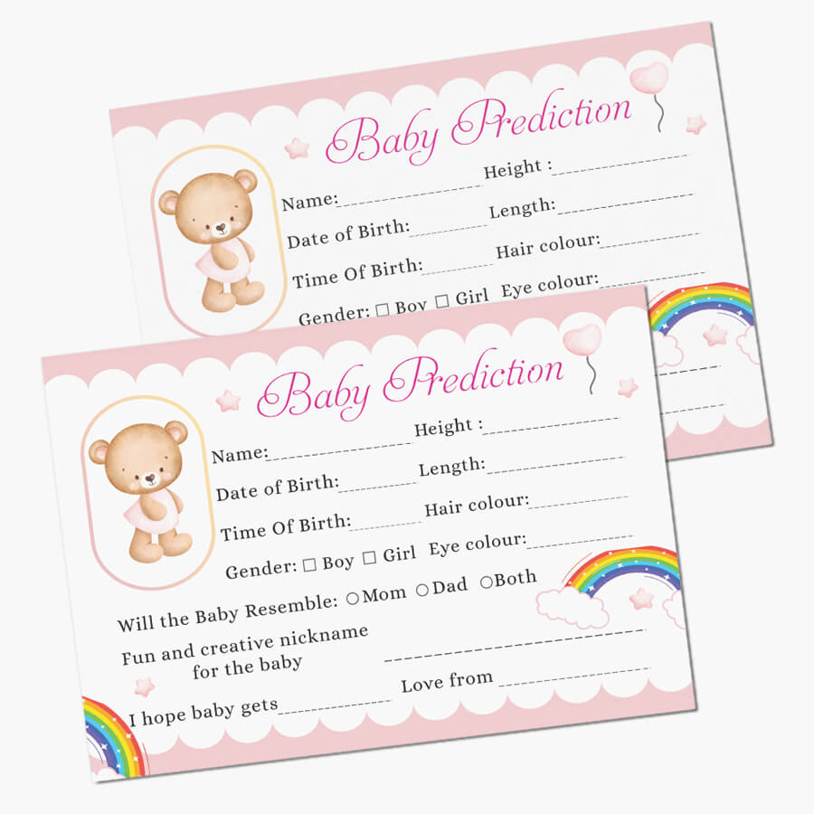 Teddy Bear Baby Prediction Cards - Set of 24