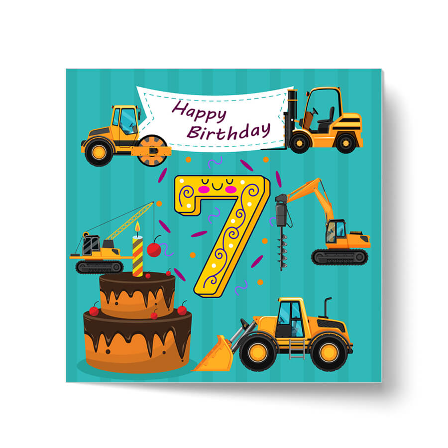 Vibrant Vehicle Birthday Cards for Kids (Ages 1-15)