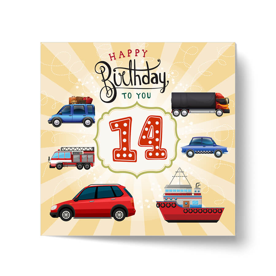 Vibrant Vehicle Birthday Cards for Kids (Ages 1-15)
