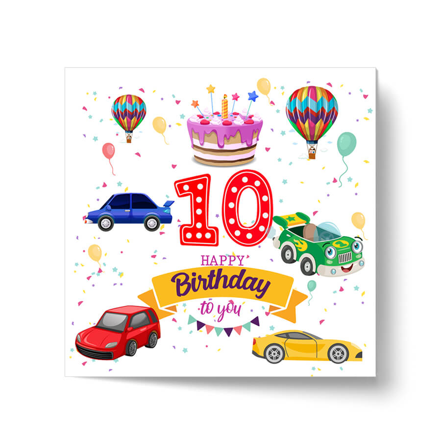 Vibrant Vehicle Birthday Cards for Kids (Ages 1-15)