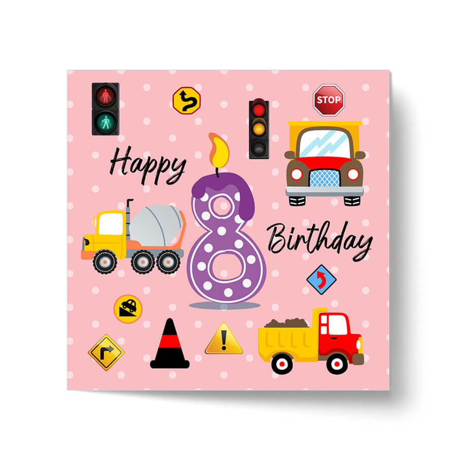Vibrant Vehicle Birthday Cards for Kids (Ages 1-15)
