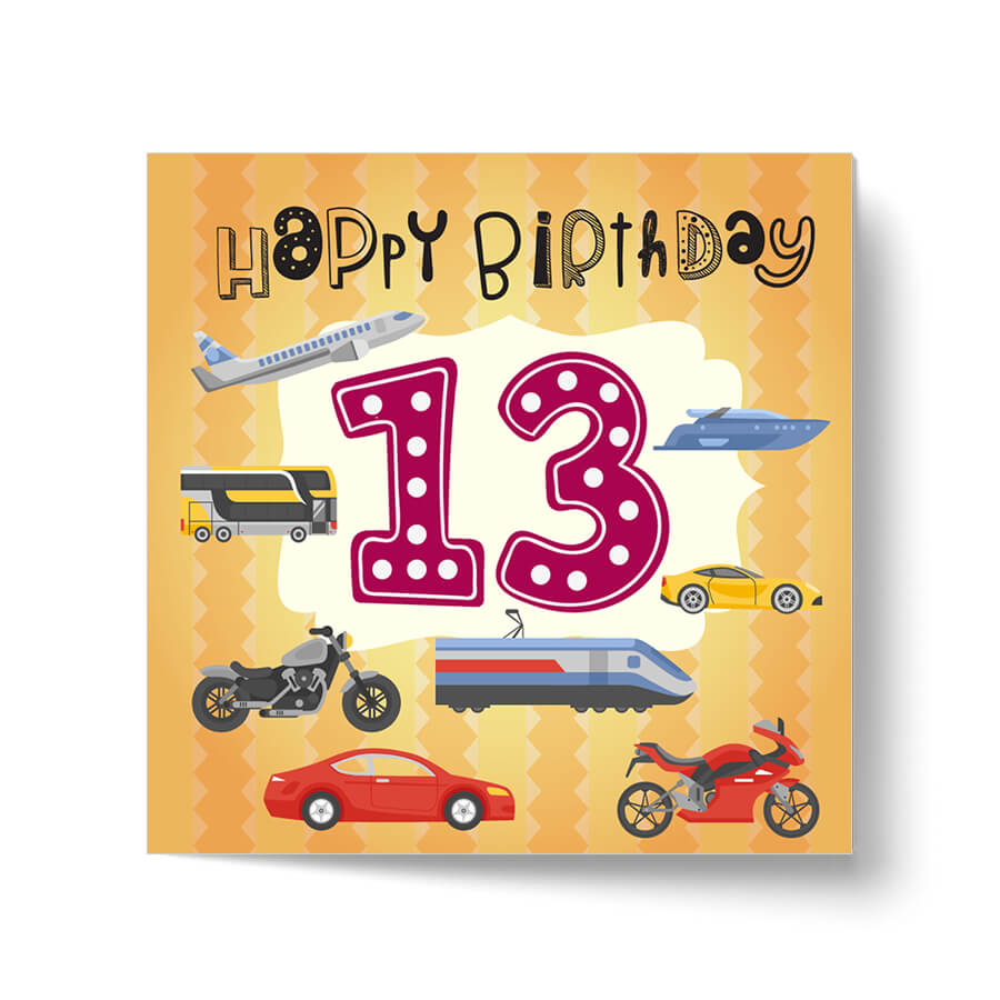 Vibrant Vehicle Birthday Cards for Kids (Ages 1-15)
