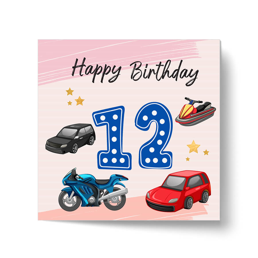 Vibrant Vehicle Birthday Cards for Kids (Ages 1-15)