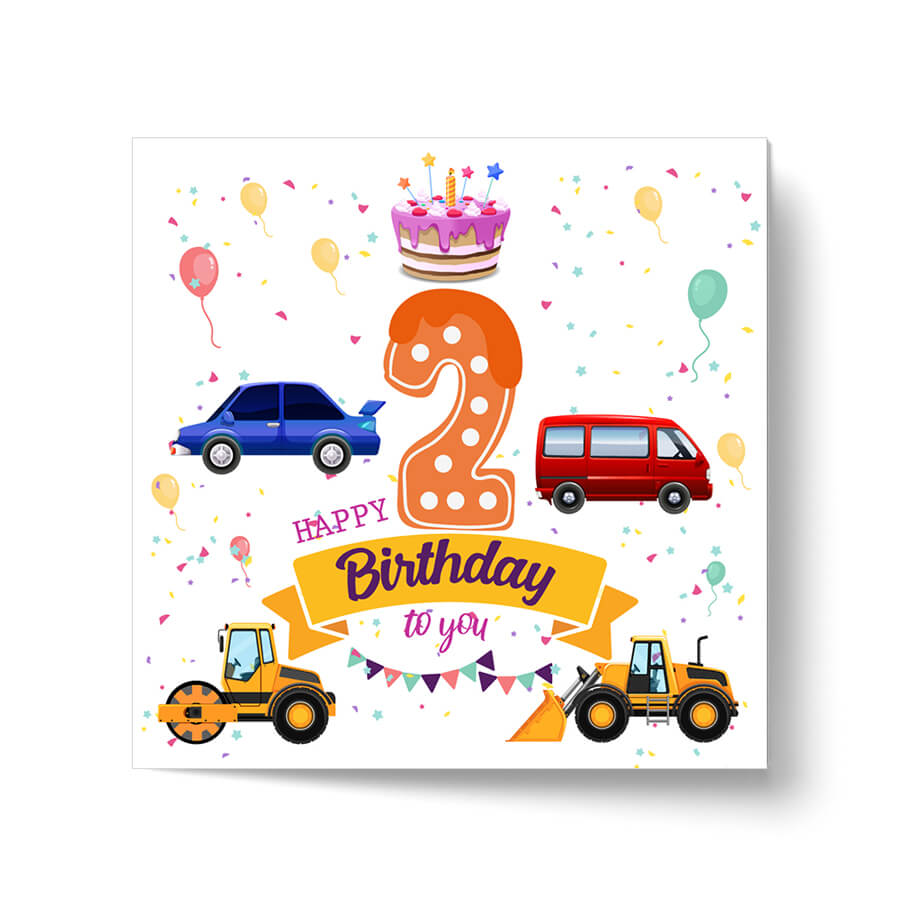 Vibrant Vehicle Birthday Cards for Kids (Ages 1-15)