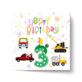 Vibrant Vehicle Birthday Cards for Kids (Ages 1-15)