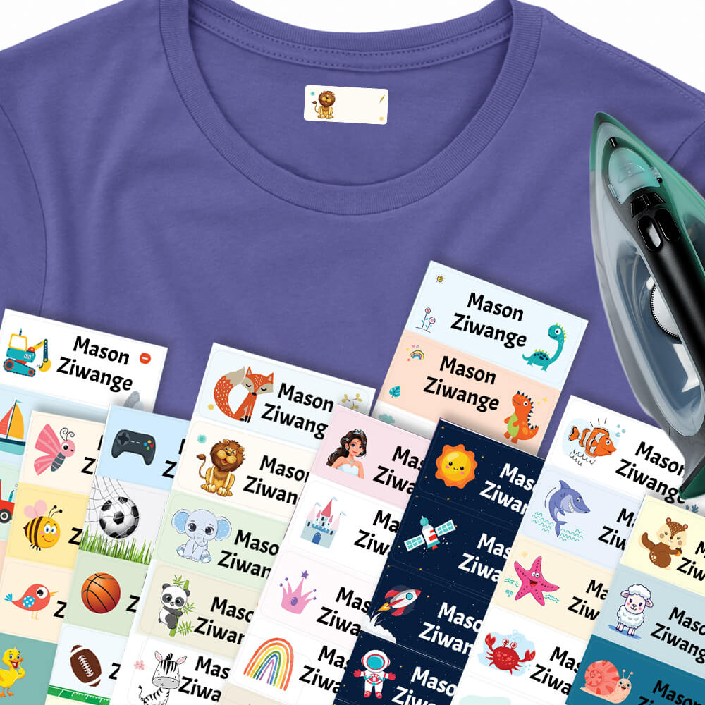 Personalised iron-on labels for kids jackets
