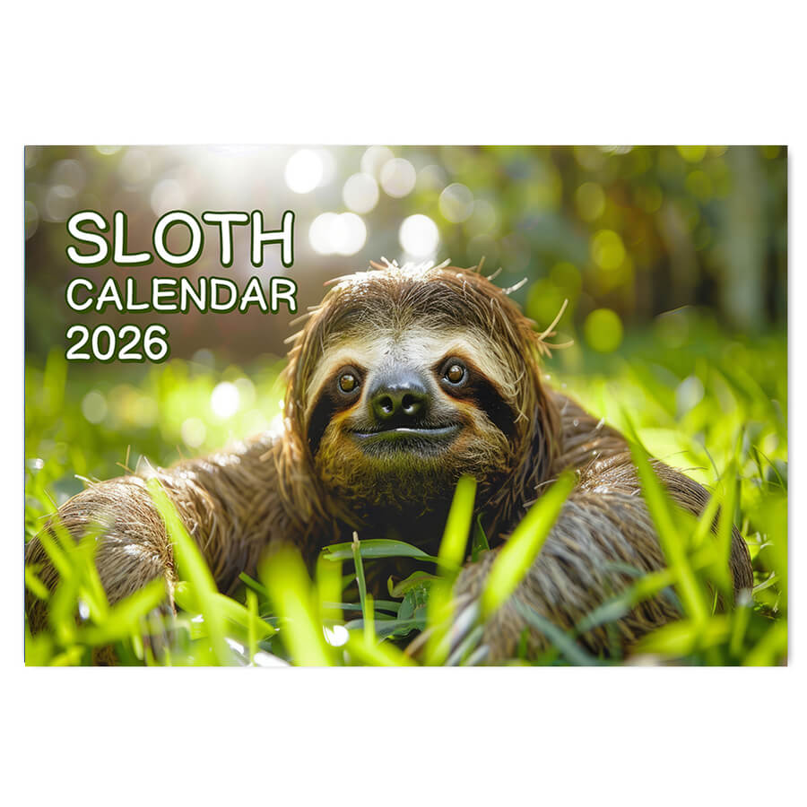 Sloths wall calendar 2026 with cute sloth photos