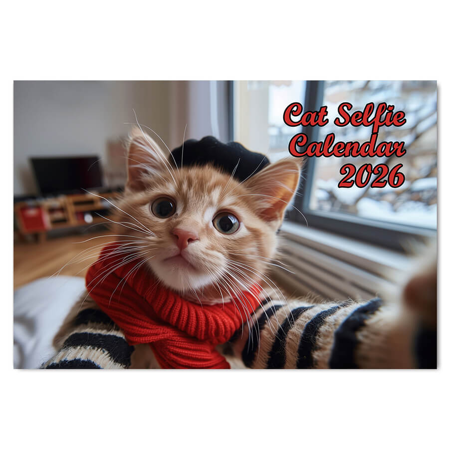 Cat Calendar 2026 Fun Selfies Wall Calendar