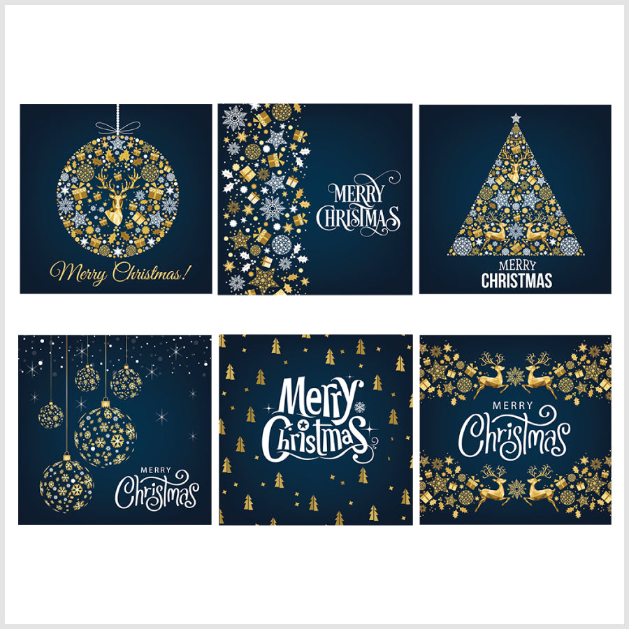 Christmas Cards - Pack Of 12/24 - Blue Theme