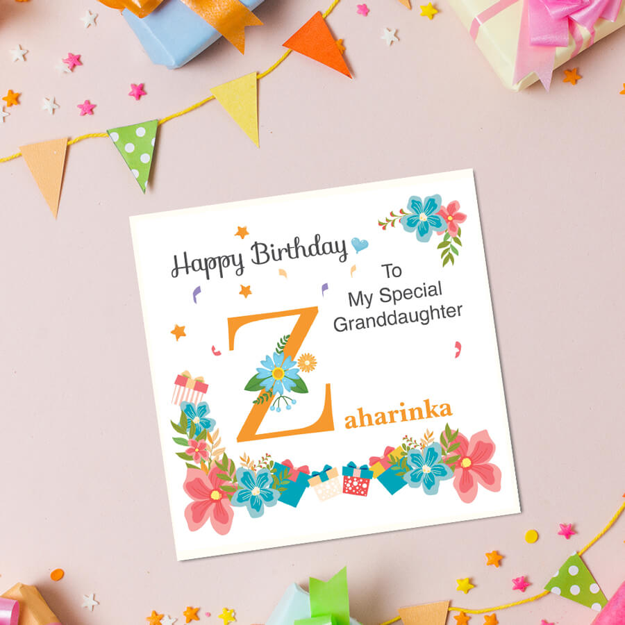 Personalised Initial Birthday Cards with Envelopes (A-Z)