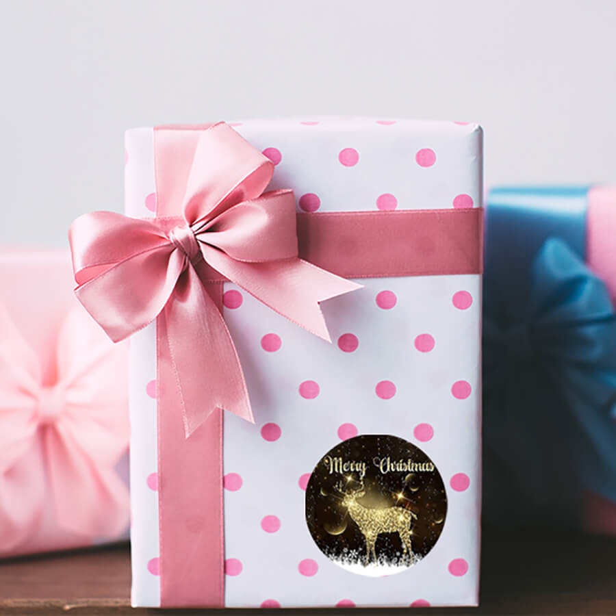 Christmas Presents Stickers - Round -  Reindeer