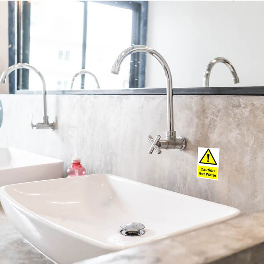 Caution Hot Water Sign Sticker
