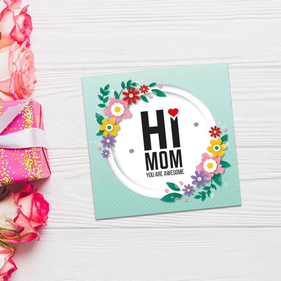 Mom, You're Awesome Floral Greeting Card