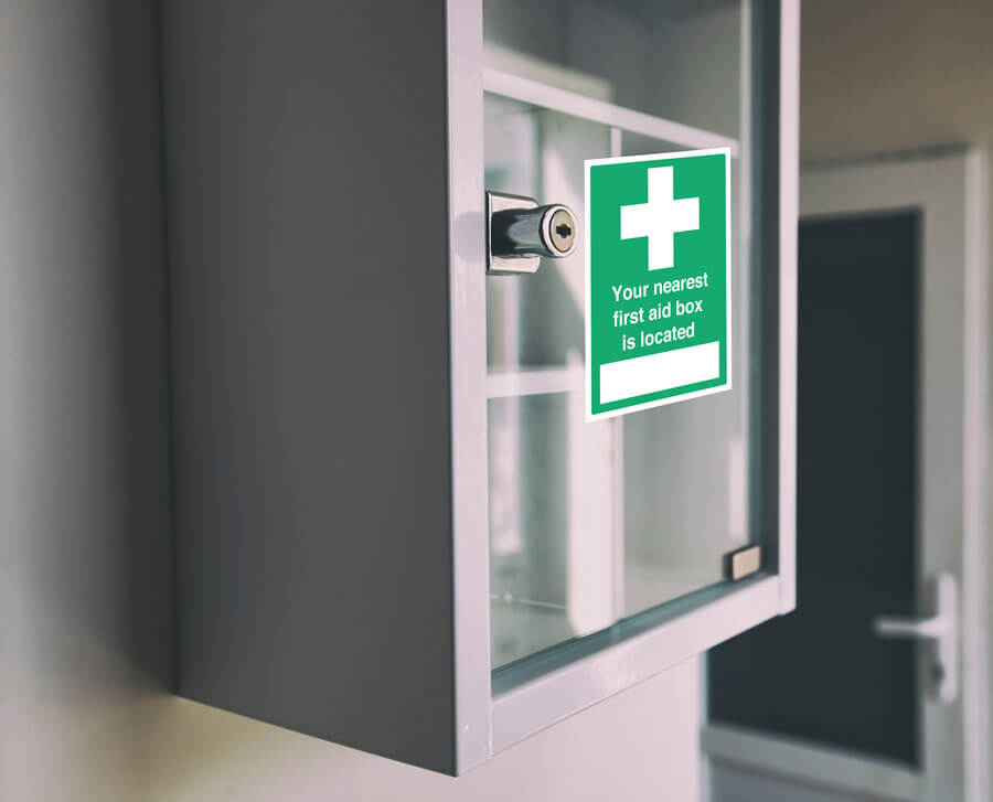 Your Nearest First Aid Box is Located Sign Sticker