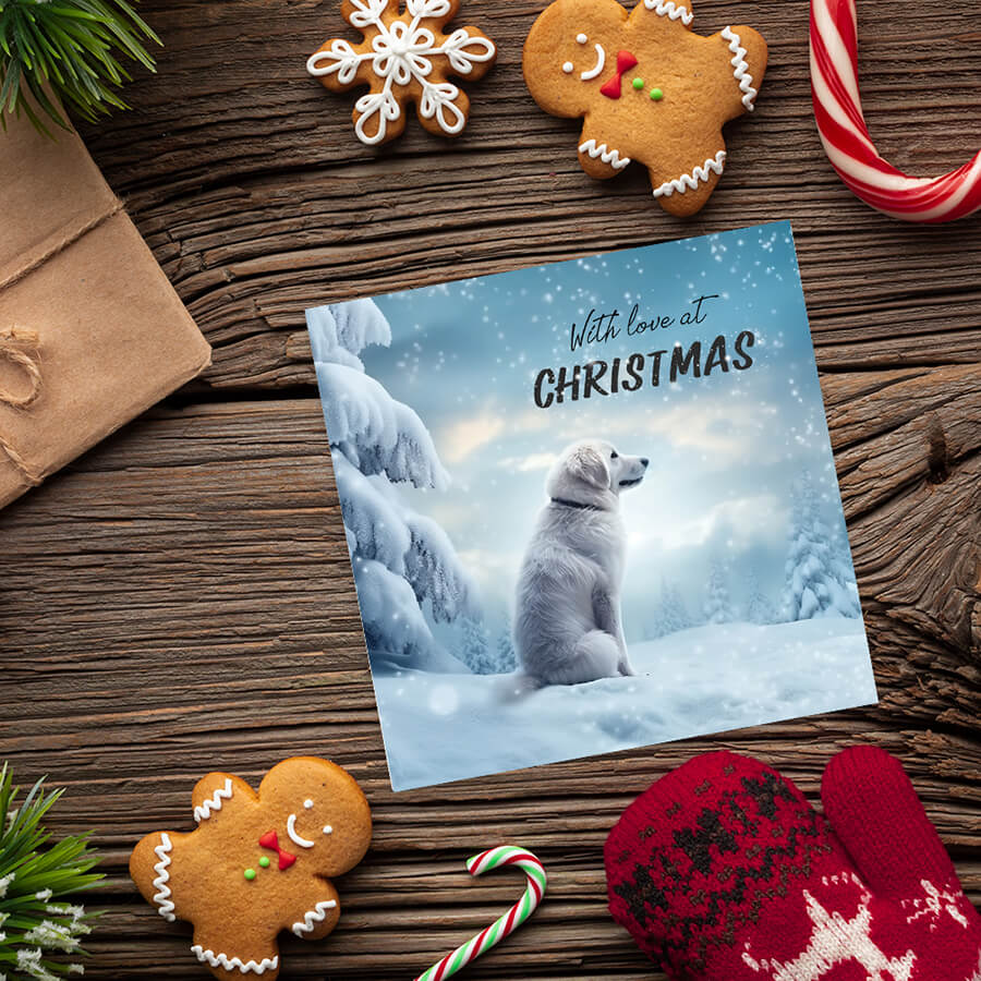 Pack of 12 dog Christmas cards with envelopes