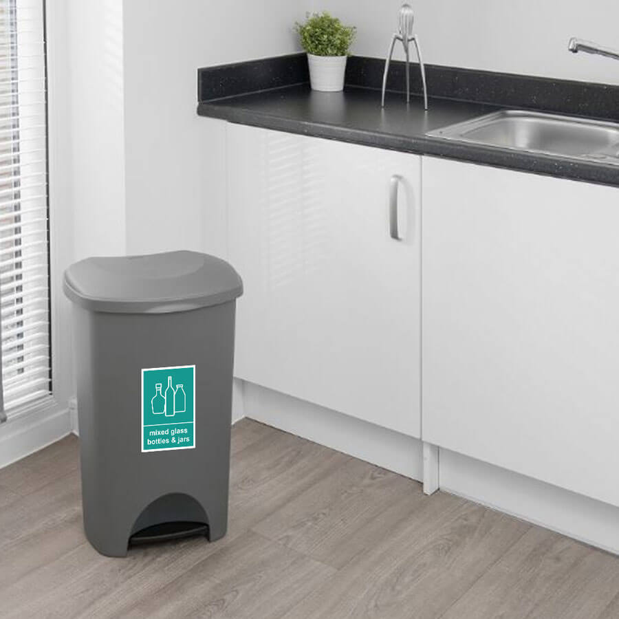 Mixed Glass Bottles & Jars Recycling Bin Sticker