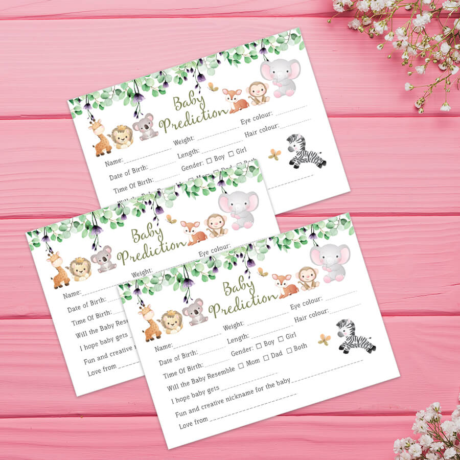 Safari Animals Baby Prediction Card