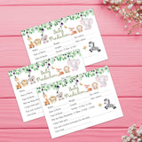 Safari Animals Baby Prediction Card
