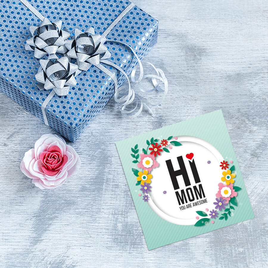 Mom, You're Awesome Floral Greeting Card