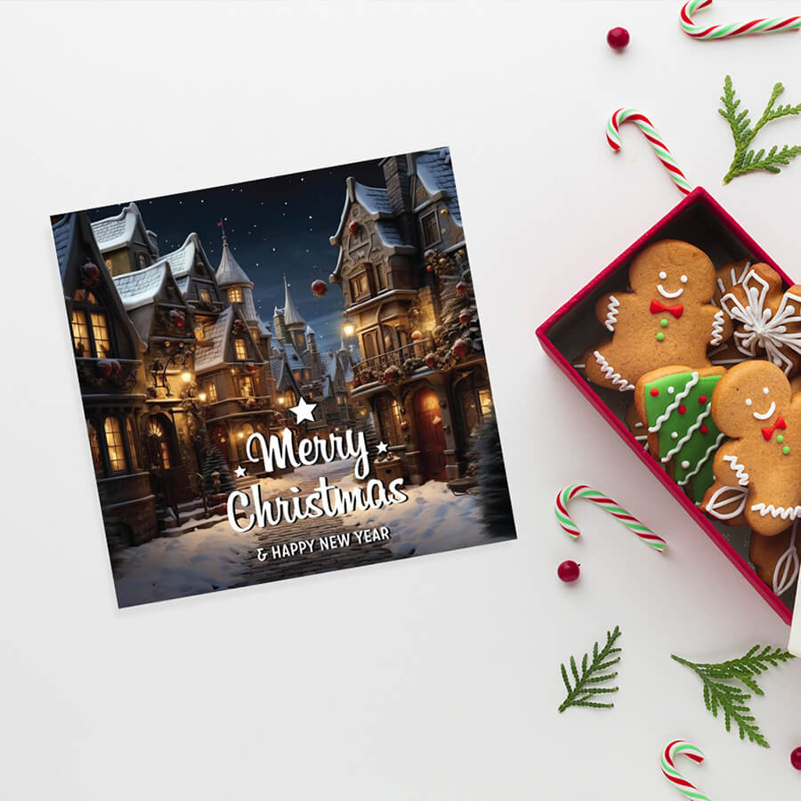 Snow-themed festive cards