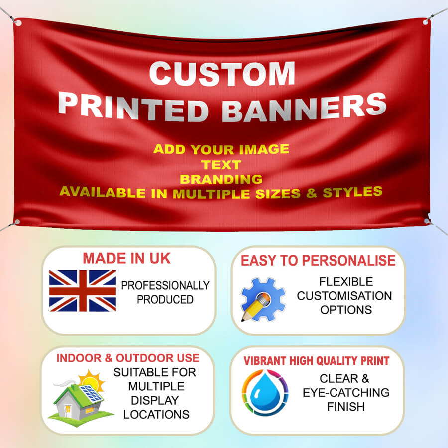 Custom PVC Banners with Straight Edges, Eyelets and Ties