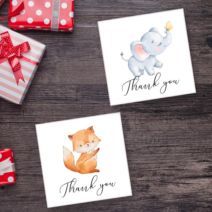 Animal-Themed Thank You Cards
