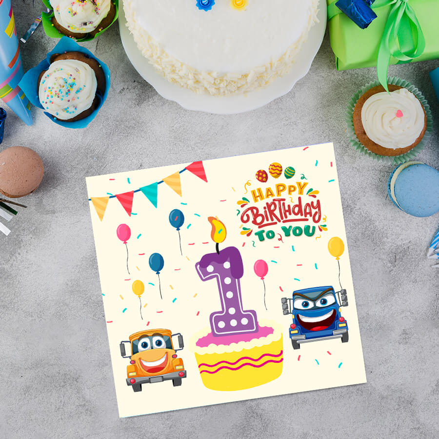 Vibrant Vehicle Birthday Cards for Kids (Ages 1-15)