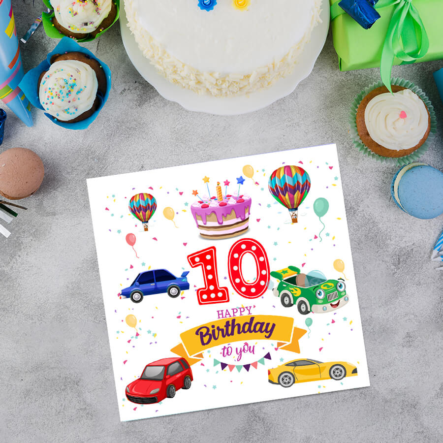 Vibrant Vehicle Birthday Cards for Kids (Ages 1-15)