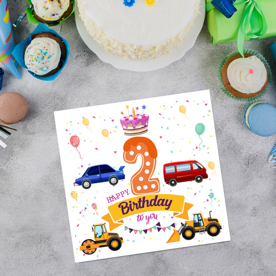 Vibrant Vehicle Birthday Cards for Kids (Ages 1-15)