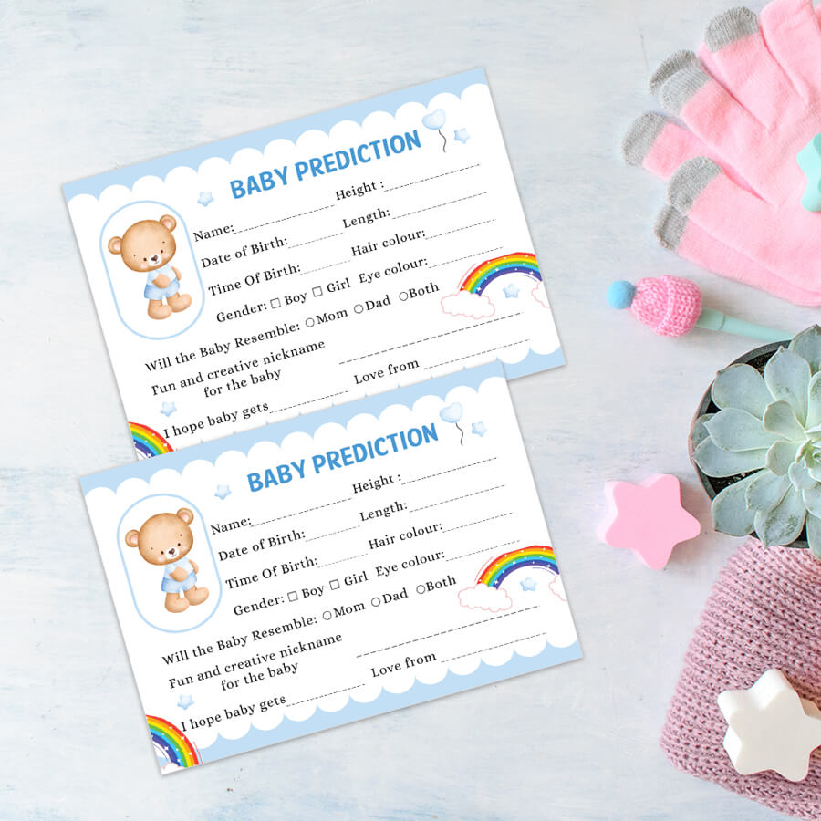 Teddy Bear Baby Prediction Cards - Set of 24