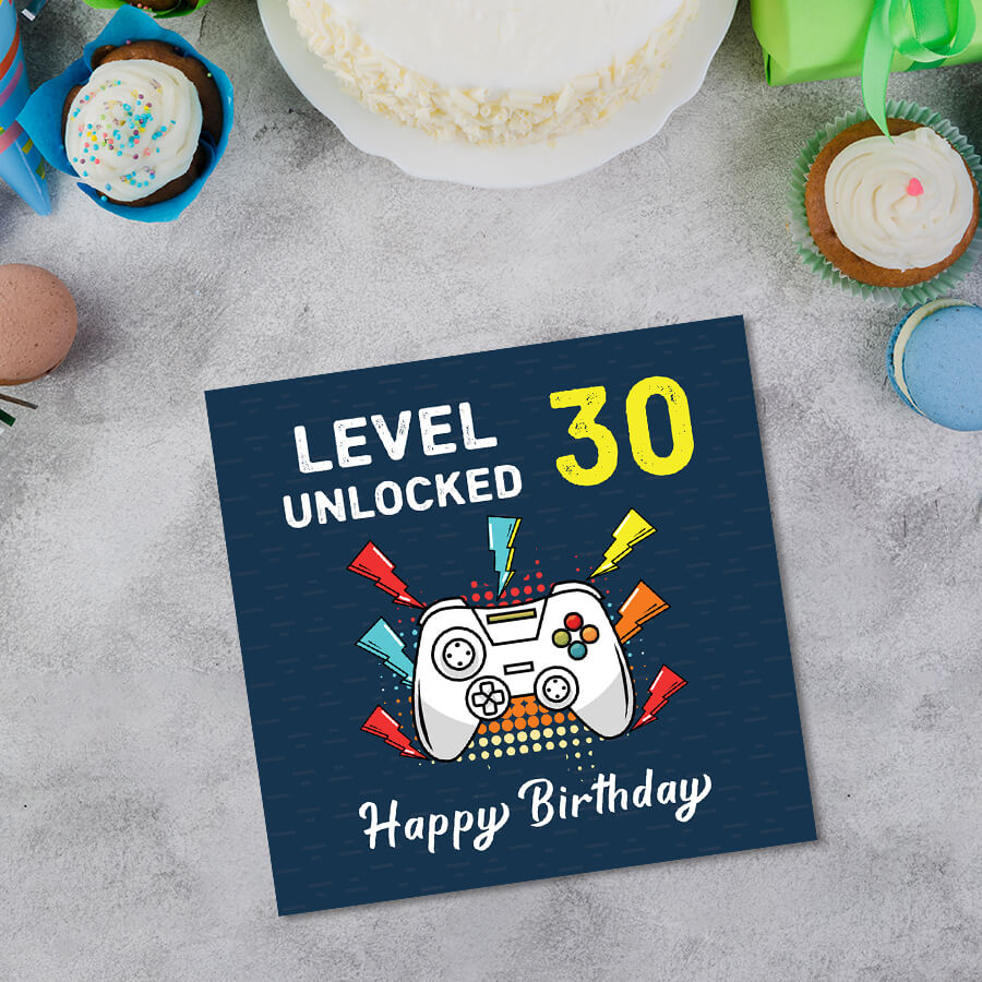 Happy Birthday: Level Unlocked Video Gaming Controller Greeting Card - Ages 6 to 50