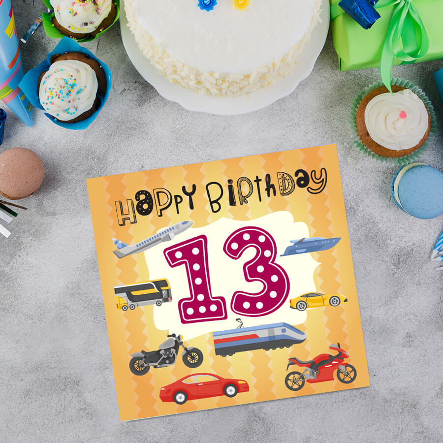 Vibrant Vehicle Birthday Cards for Kids (Ages 1-15)