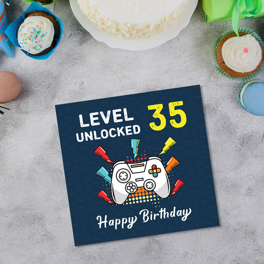 Happy Birthday: Level Unlocked Video Gaming Controller Greeting Card - Ages 6 to 50