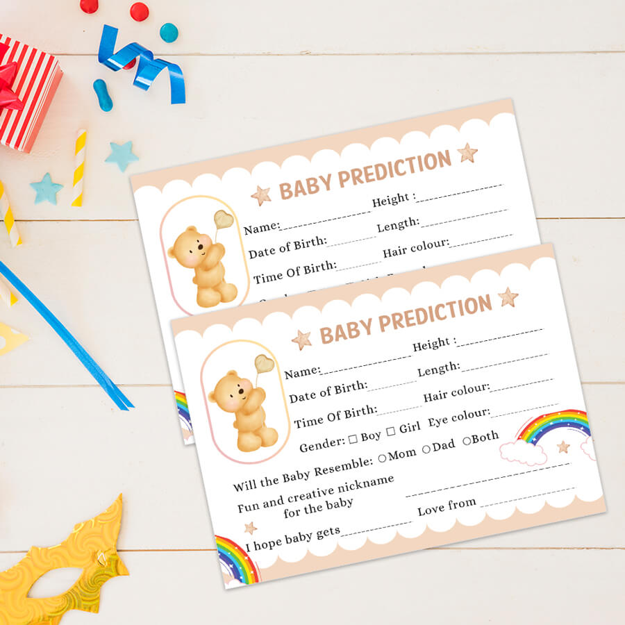 Teddy Bear Baby Prediction Cards - Set of 24