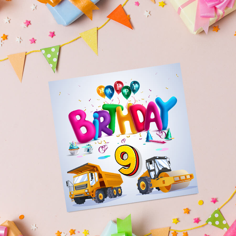 Vibrant Vehicle Birthday Cards for Kids (Ages 1-15)