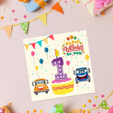 Vibrant Vehicle Birthday Cards for Kids (Ages 1-15)