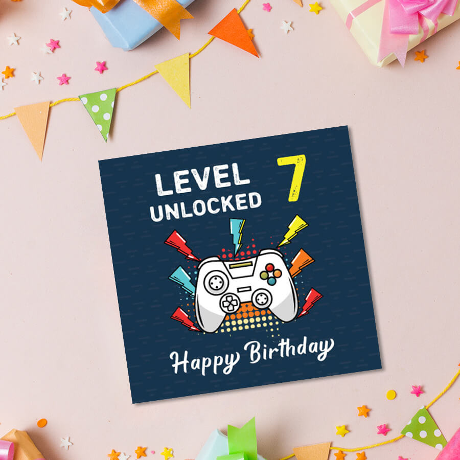 Happy Birthday: Level Unlocked Video Gaming Controller Greeting Card - Ages 6 to 50