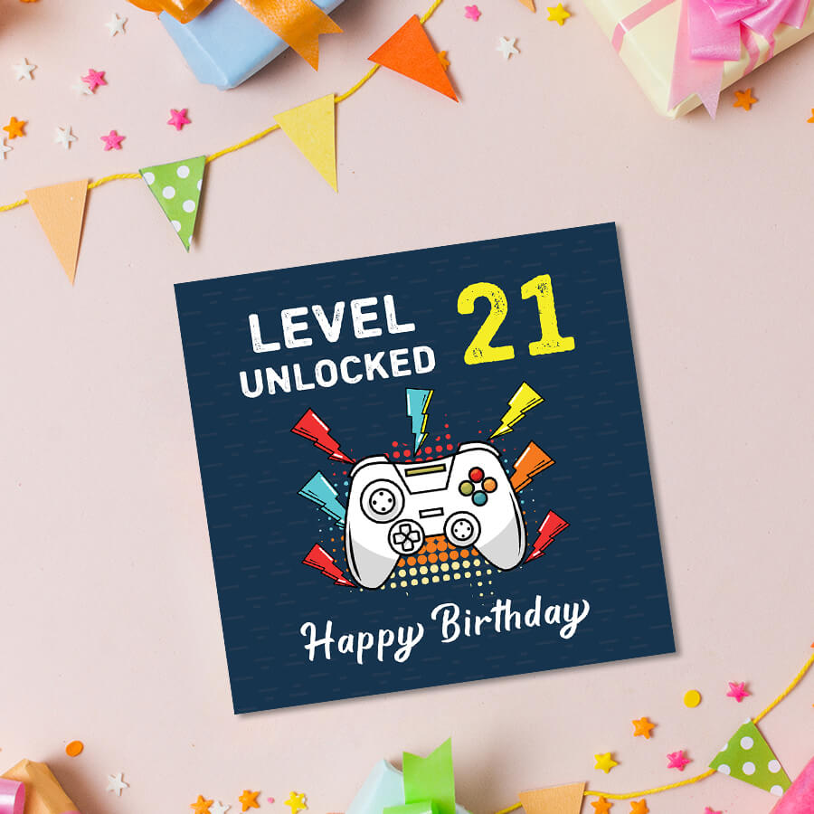 Happy Birthday: Level Unlocked Video Gaming Controller Greeting Card - Ages 6 to 50