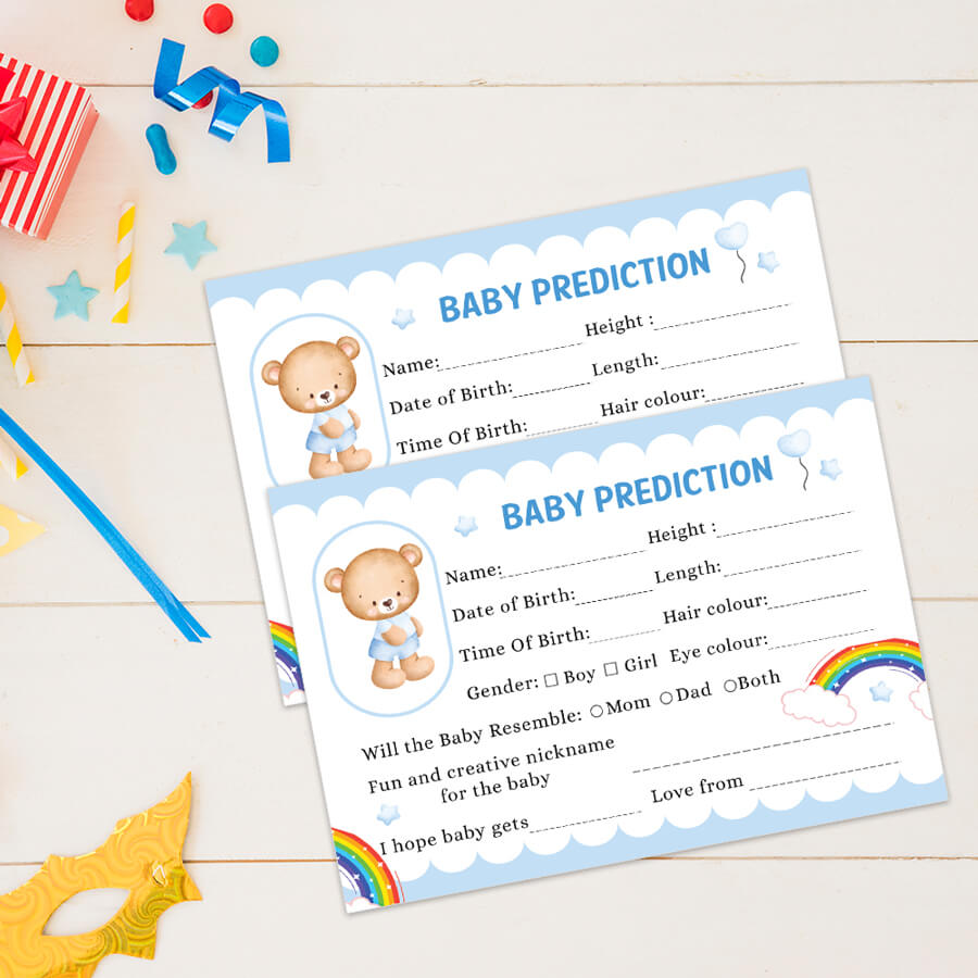 Teddy Bear Baby Prediction Cards - Set of 24