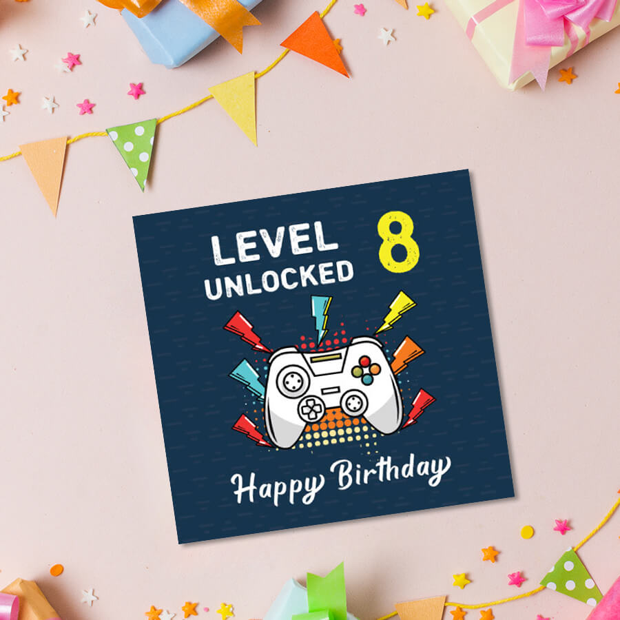 Happy Birthday: Level Unlocked Video Gaming Controller Greeting Card - Ages 6 to 50