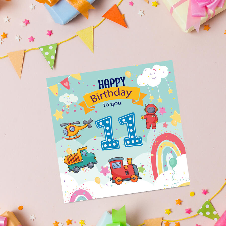 Vibrant Vehicle Birthday Cards for Kids (Ages 1-15)