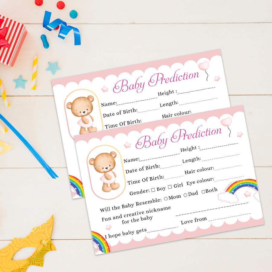 Teddy Bear Baby Prediction Cards - Set of 24