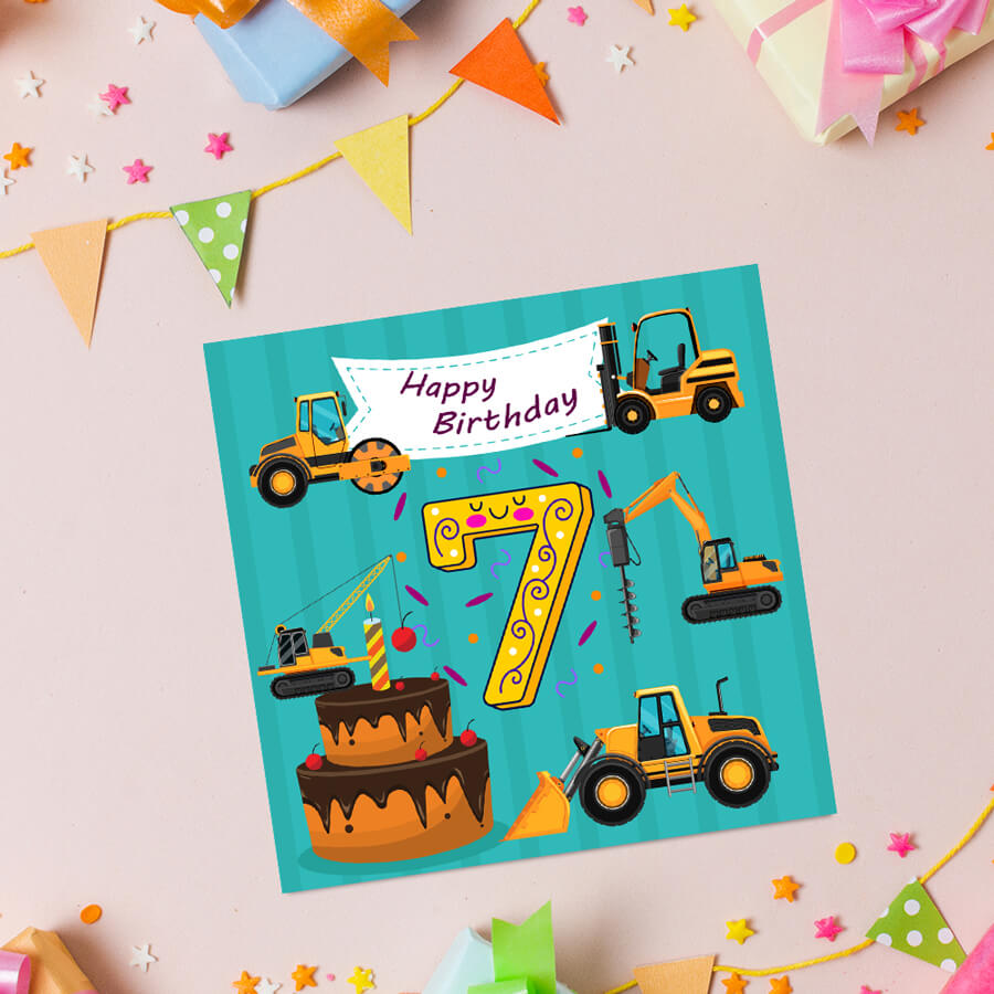 Vibrant Vehicle Birthday Cards for Kids (Ages 1-15)