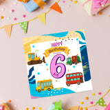 Vibrant Vehicle Birthday Cards for Kids (Ages 1-15)