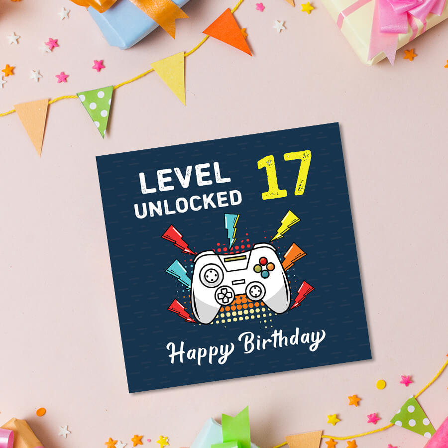 Happy Birthday: Level Unlocked Video Gaming Controller Greeting Card - Ages 6 to 50
