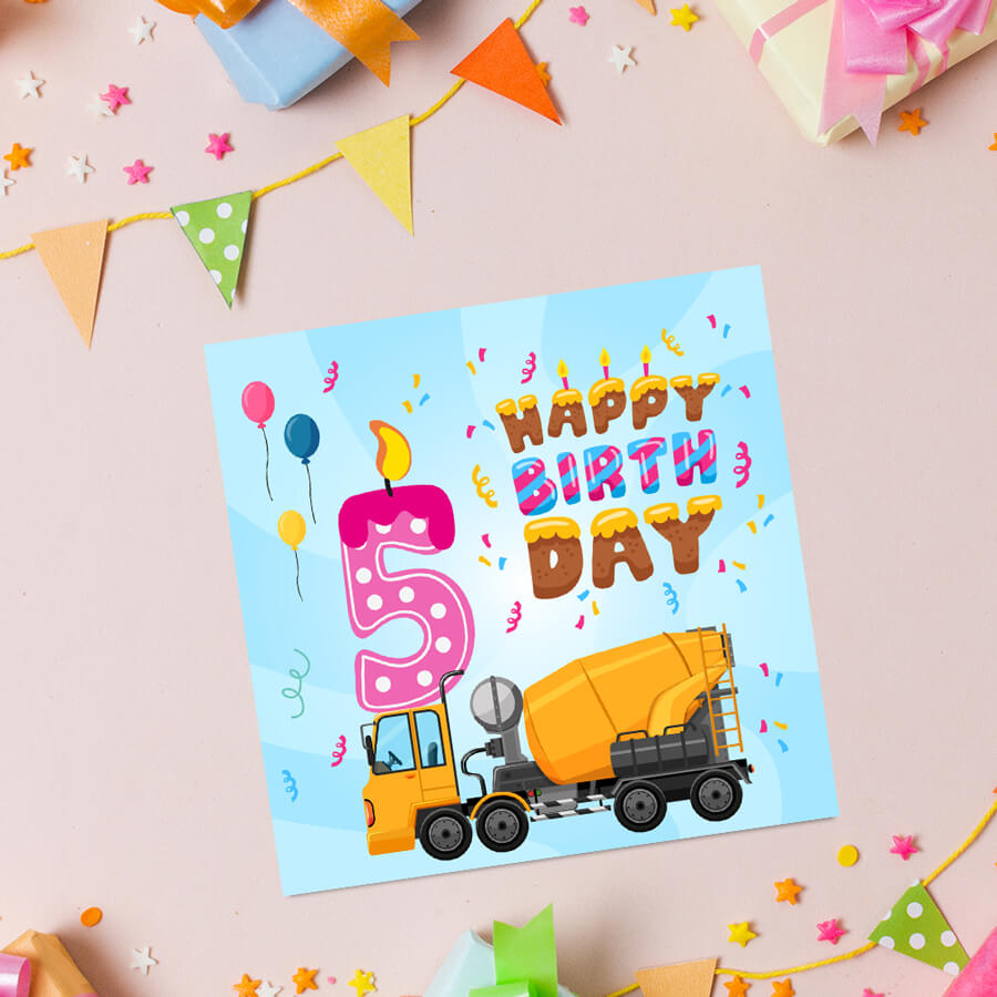 Vibrant Vehicle Birthday Cards for Kids (Ages 1-15)