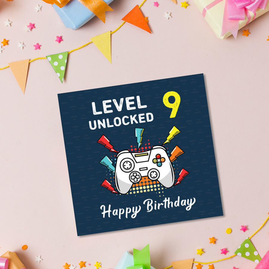 Happy Birthday: Level Unlocked Video Gaming Controller Greeting Card - Ages 6 to 50