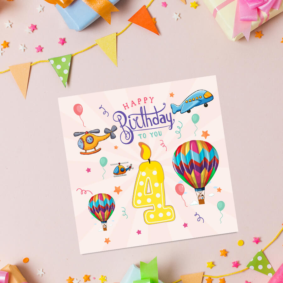 Vibrant Vehicle Birthday Cards for Kids (Ages 1-15)